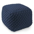 thumbnail image 1 of Casafield Square Pouf Ottoman, Navy Blue - 18.5" W x 18.5" D x 14.5" H Cotton Knit Foot Stool - Boho Floor Pouffe for Living Room, 1 of 7