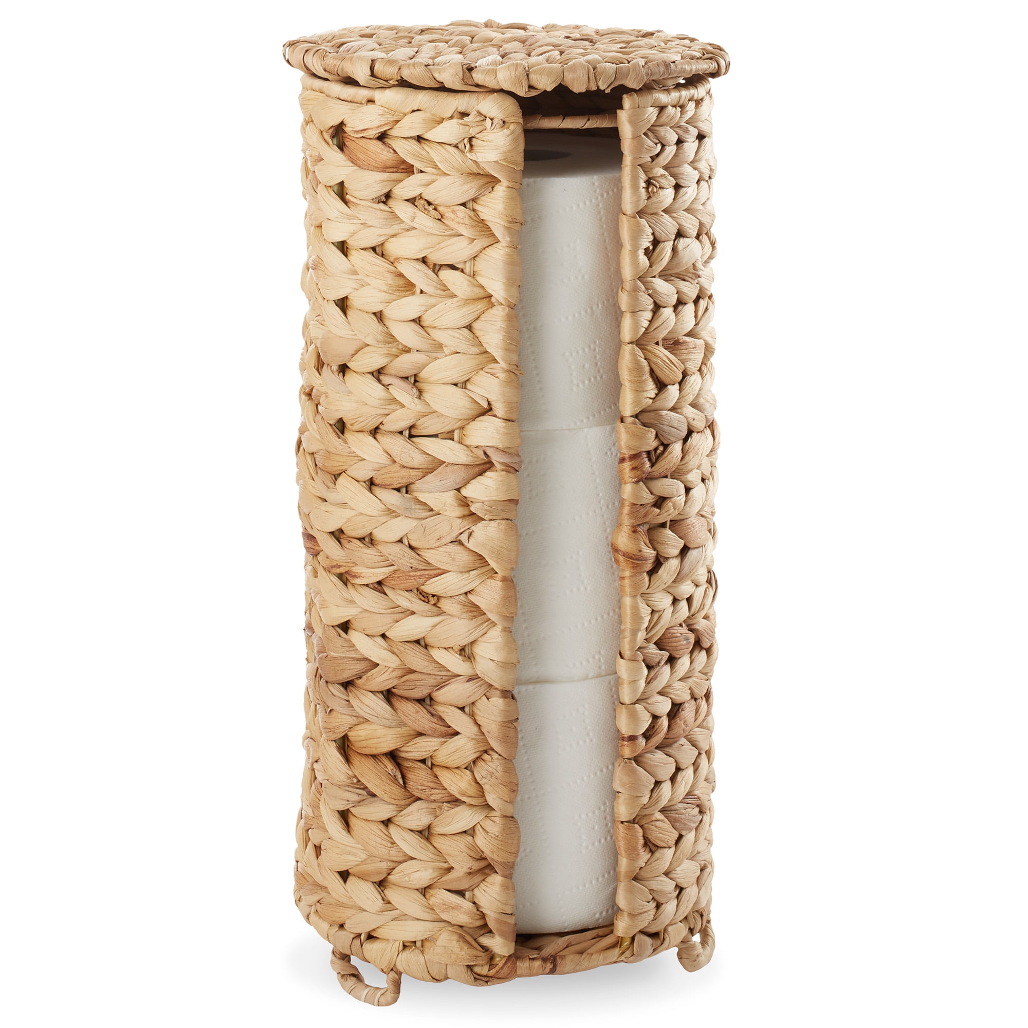Natural Water Hyacinth Toilet Paper Holder with Lid
