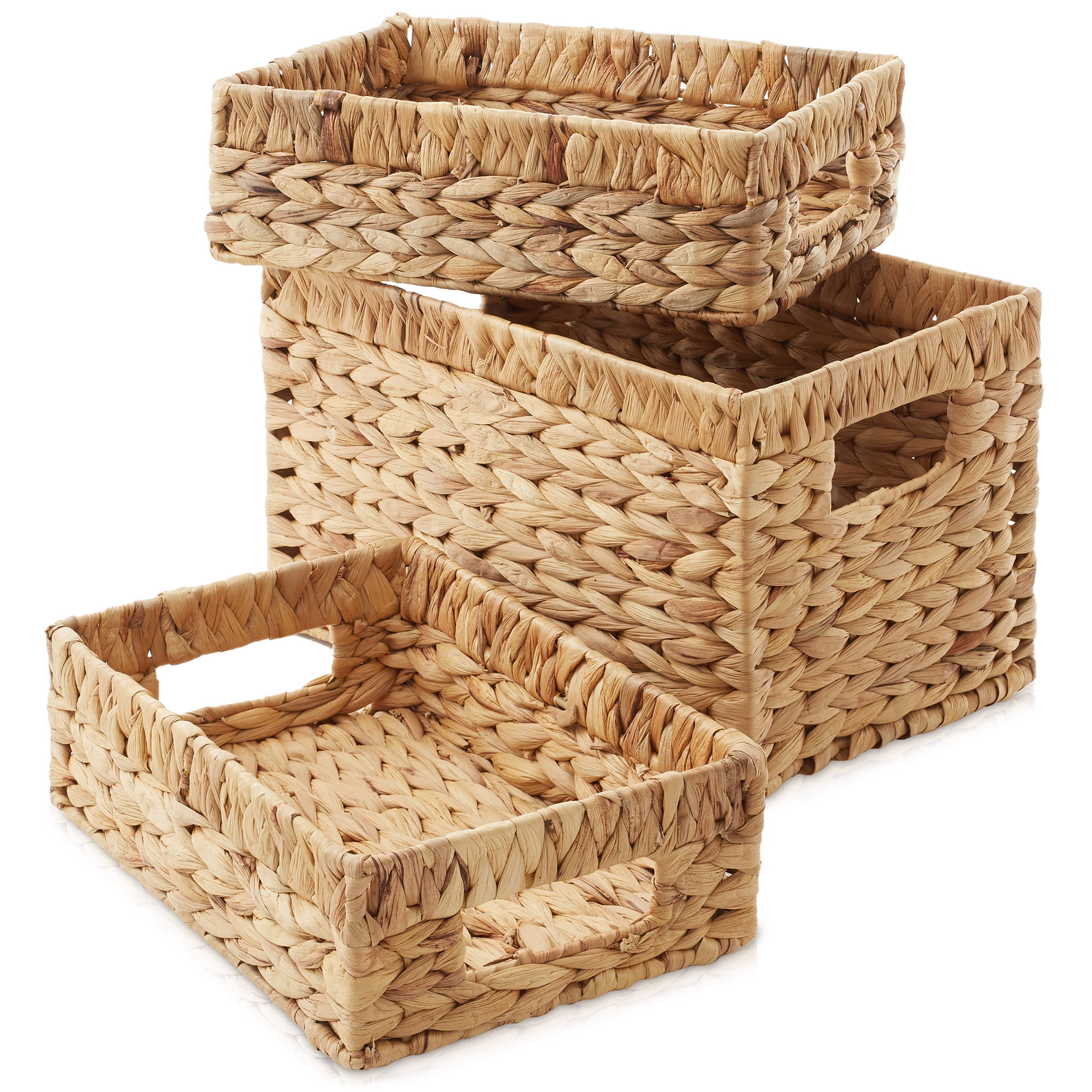 Eco-Friendly Seagrass Rectangular Storage Basket Set with Handles