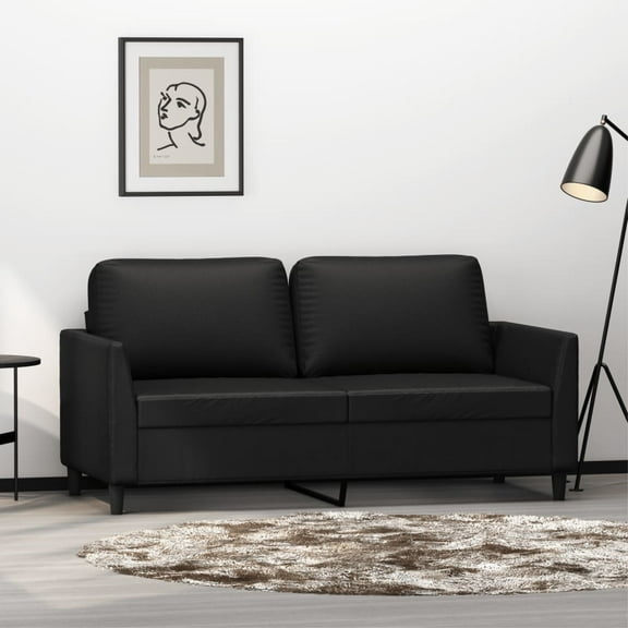 Casafoyer 2-Seater Sofa Black 55.1" Faux Leather