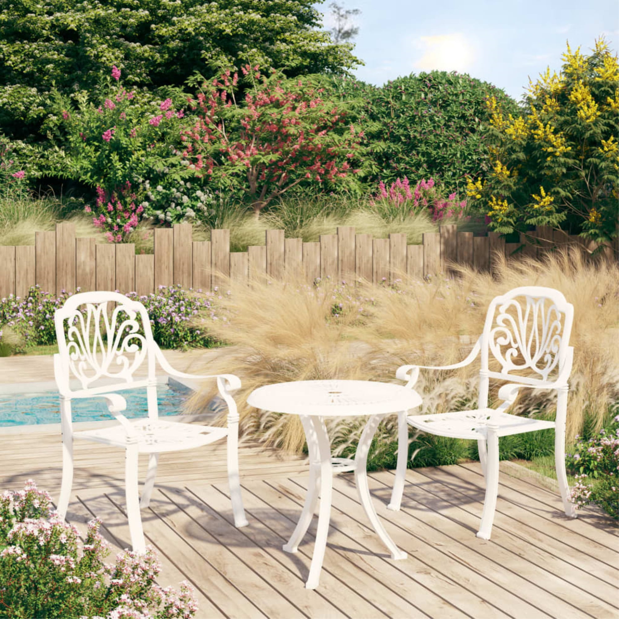 Casafoyer 3 Piece Bistro Set Cast Aluminum White - Walmart.com