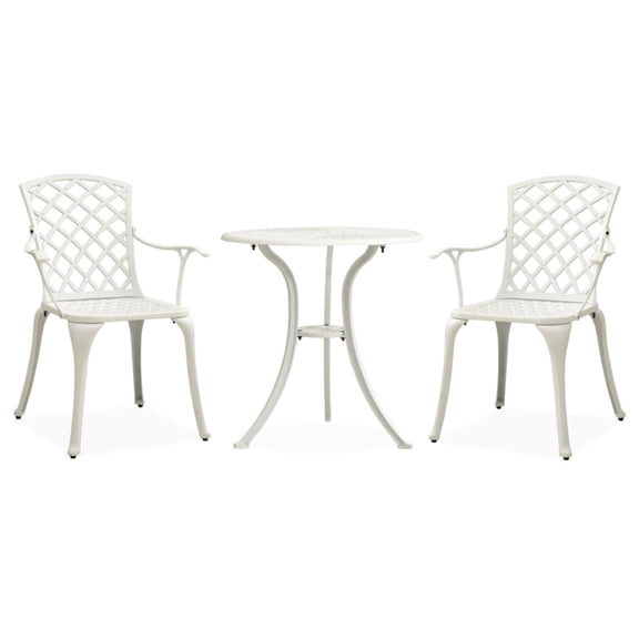 Casafoyer 3 Piece Bistro Set Cast Aluminum White