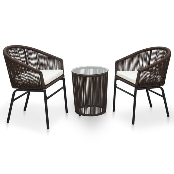 Casafoyer 3 Piece Bistro Set with Cushions PVC Rattan Brown