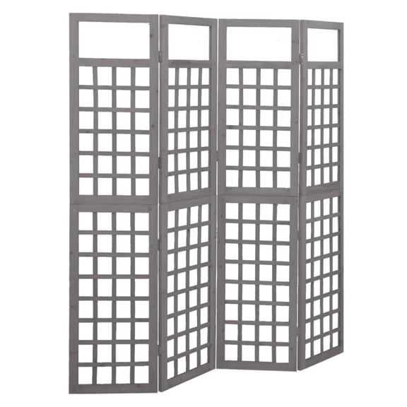 Casafoyer 4-Panel Room Divider/Trellis Solid Fir Wood Gray 63.4"x70.9"