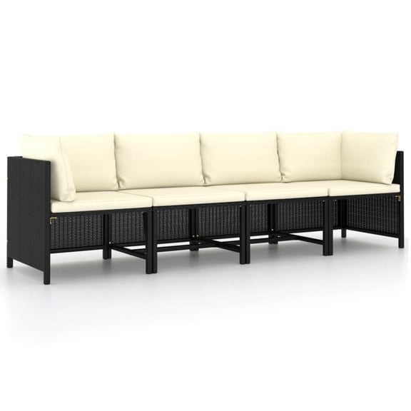 Casafoyer 4-Seater Garden Sofa with Cushions Black Poly Rattan