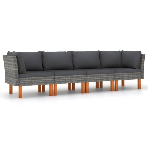 Casafoyer 4-Seater Garden Sofa with Cushions Gray Poly Rattan
