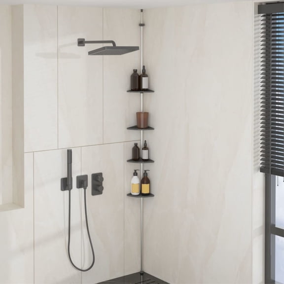 Casafoyer 4-Tier Telescopic Shower Corner Shelf Silver Aluminum