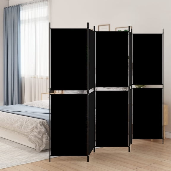 Casafoyer 5-Panel Room Divider Black 98.4"x70.9" Fabric