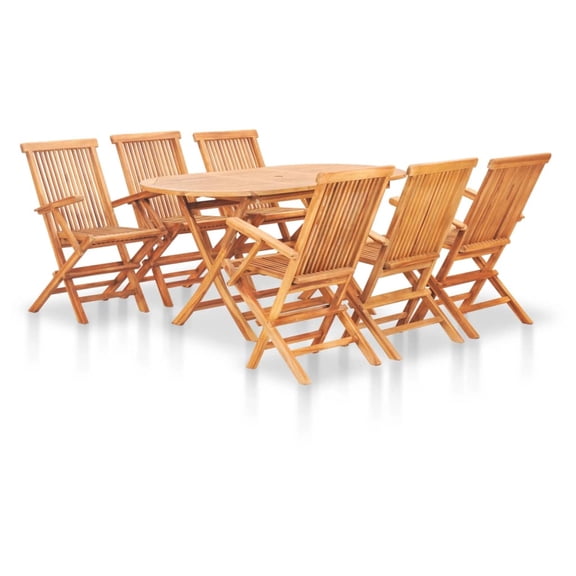 Casafoyer 7 Piece Folding Outdoor Dining Set Solid Teak Wood