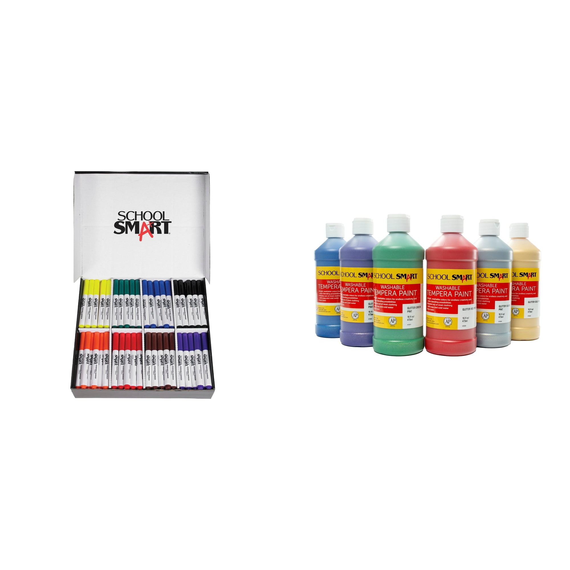 Casafoyer Washable Markers and Tempera Paints Combo Kit for Creative Classroom Projects and Home Art Activities