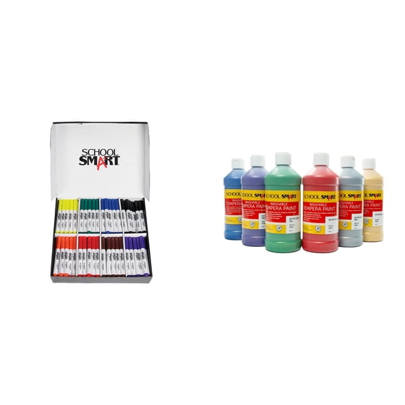 Casafoyer Art Marker and Washable Tempera Paint Combo Kit for Creative Arts and Crafts