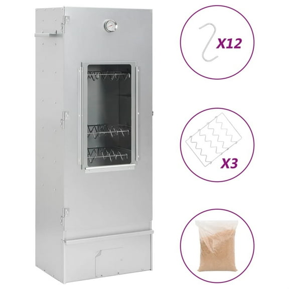 Casafoyer BBQ Oven Smoker with Wood Chips 17.5"x11.4"x43.3" Galvanized Steel