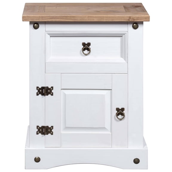 Casafoyer Bedside Cabinet Mexican Pine Corona Range White 20.9"x15.4"x26.4"