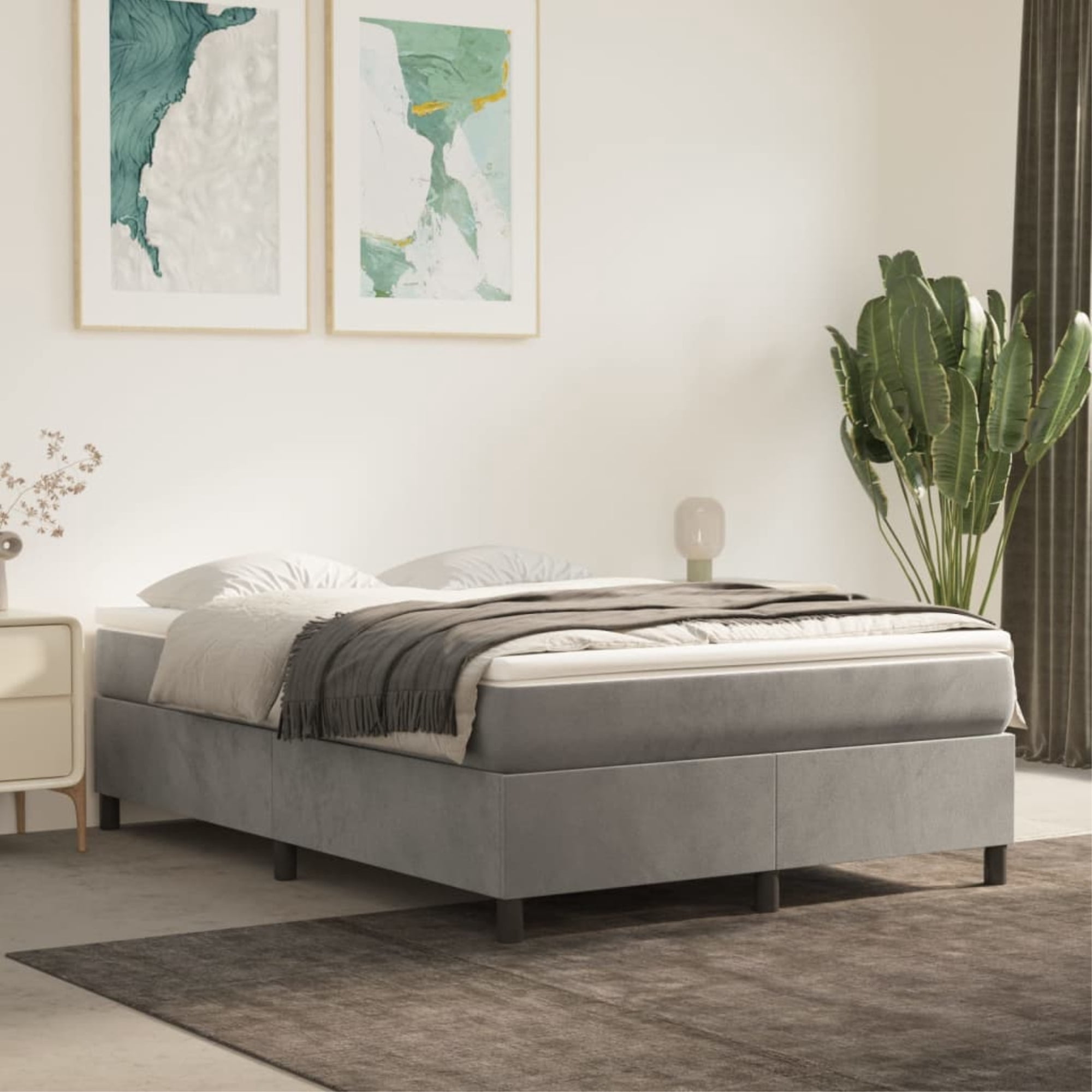 Casafoyer Box Spring Bed Frame Light Gray 59.8
