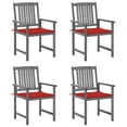 thumbnail image 1 of Casafoyer Directors Chairs with Cushions 4 pcs Gray Solid Acacia Wood, 1 of 3