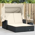 thumbnail image 1 of Casafoyer Double Sun Lounger with Canopy and Cushions Black Poly Rattan, 1 of 1