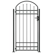 Casafoyer Fence Gate with Arched Top and 2 Posts 41.3"x80.3" Black
