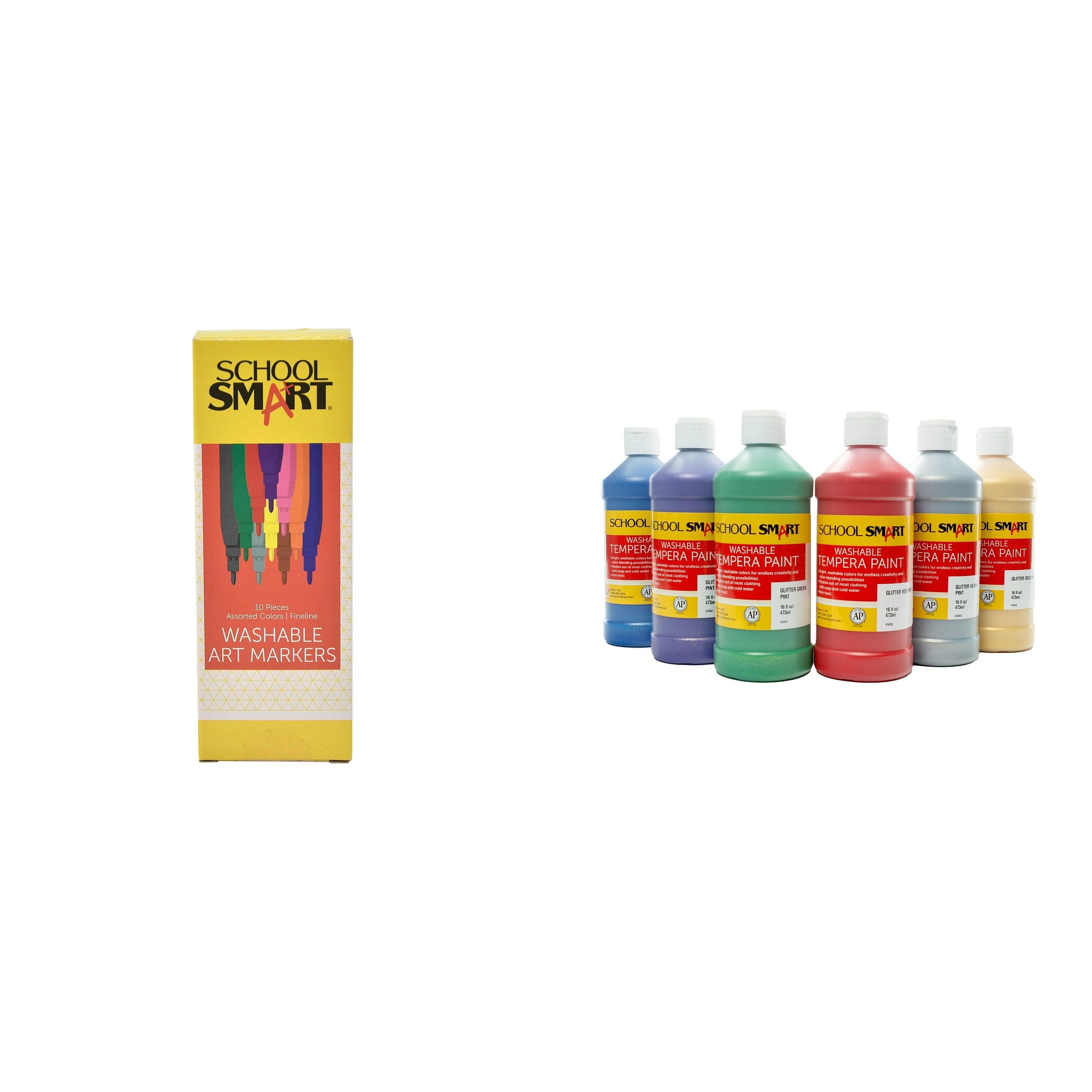Casafoyer Fine Tip Washable Markers & Tempera Paints Combo Kit for Creative Arts and Crafts Projects
