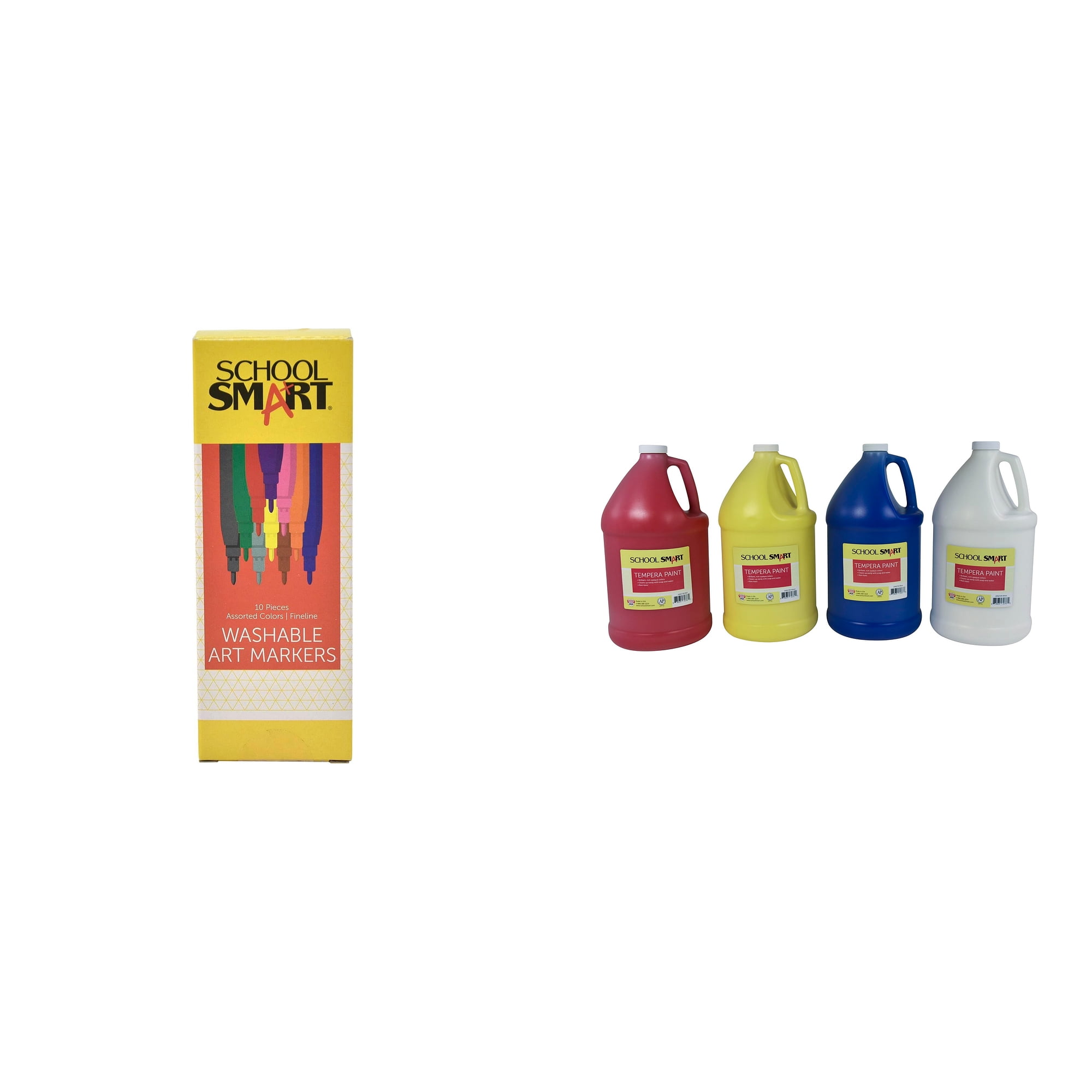 Casafoyer Fine Tip Washable Markers & Tempera Paints Combo Kit for Creative Arts and Crafts Projects