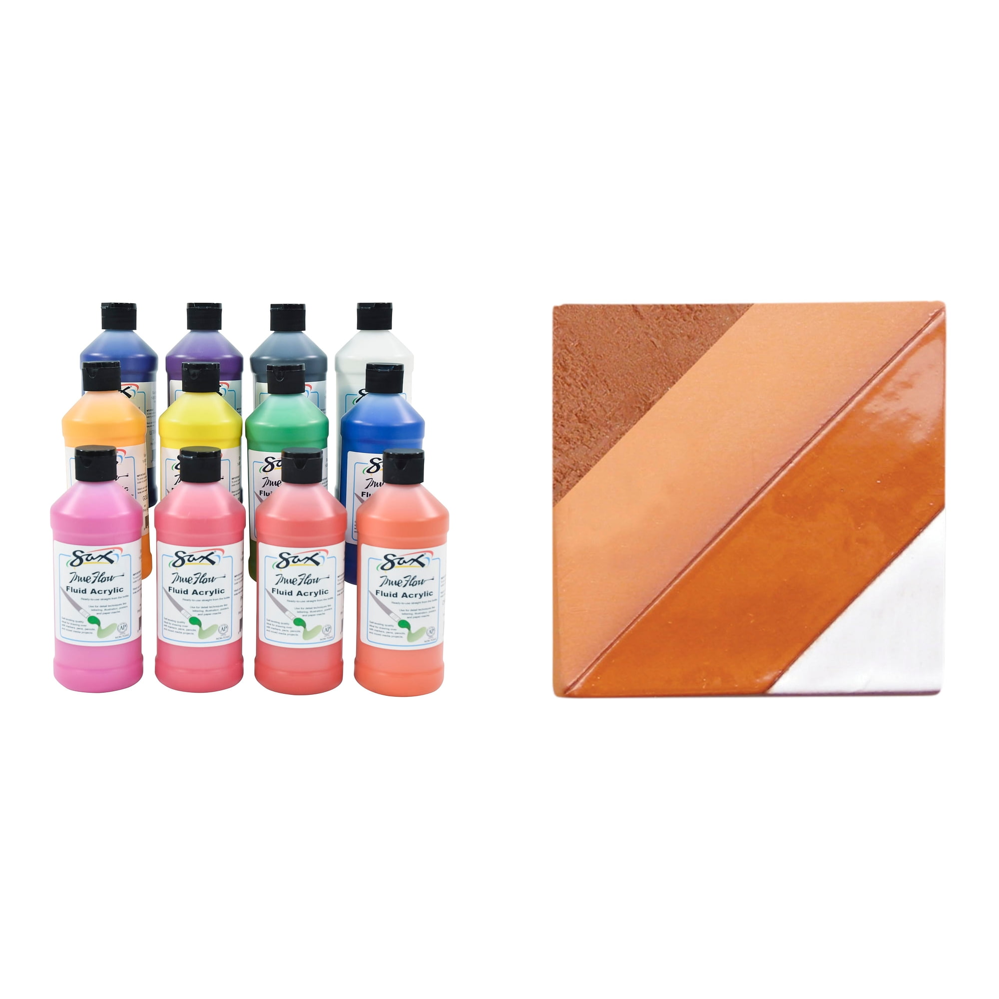 Casafoyer Fluid Acrylic Paint Set and Low Fire Moist Earthenware Clay Combo Kit for Arts and Crafts Projects