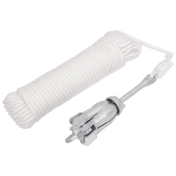 Casafoyer Folding Anchor with Rope Silver 3.3 lb Malleable Iron