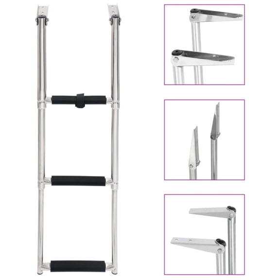 Casafoyer Folding Boarding Ladder 3-step Stainless Steel