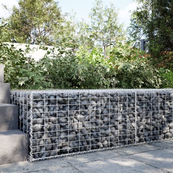 Casafoyer Gabion Basket with Cover 39.4"x39.4"x19.7" Galvanized Iron