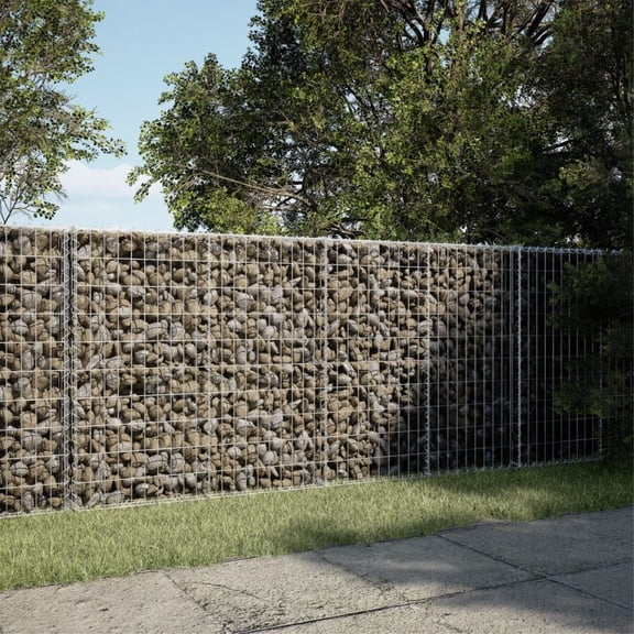 Casafoyer Gabion Basket with Cover 98.4"x39.4"x39.4" Galvanized Iron