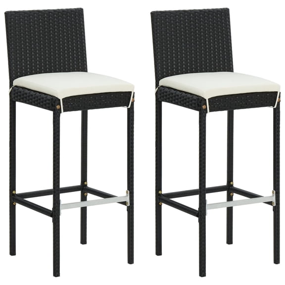 Casafoyer Garden Bar Stools with Cushions 2 pcs Black Poly Rattan