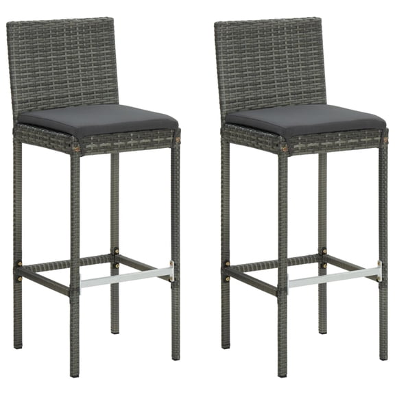 Casafoyer Garden Bar Stools with Cushions 2 pcs Gray Poly Rattan