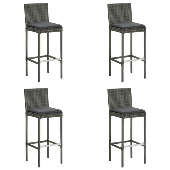 Casafoyer Garden Bar Stools with Cushions 4 pcs Gray Poly Rattan