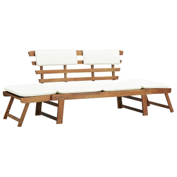 Casafoyer Garden Bench with Cushions 2-in-1 74.8 Solid Acacia Wood