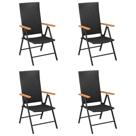 Casafoyer Garden Chairs 4 pcs Poly Rattan Black