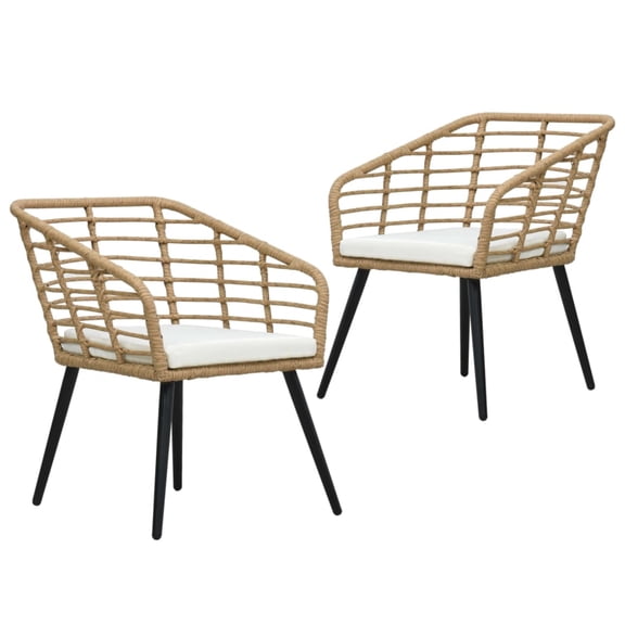 Casafoyer Garden Chairs with Cushions 2 pcs Poly Rattan Oak