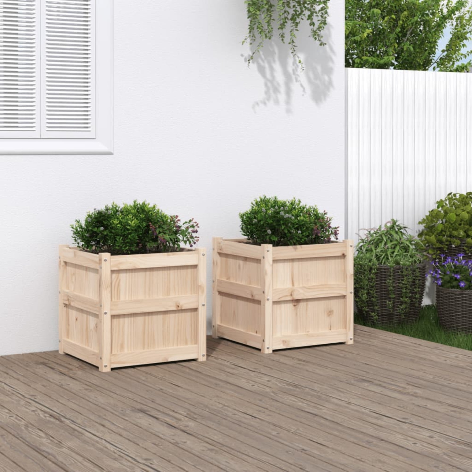 Casafoyer Garden Planters 2 pcs Solid Wood Pine - Walmart.com