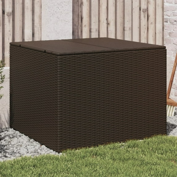 Casafoyer Garden Storage Box Brown 76.9 Gal Poly Rattan