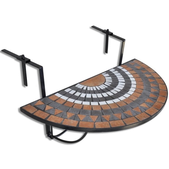 Casafoyer Hanging Balcony Table Terracotta and White Mosaic