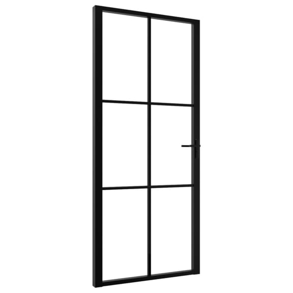 Casafoyer Interior Door ESG Glass and Aluminum 36.6"x79.3" Black