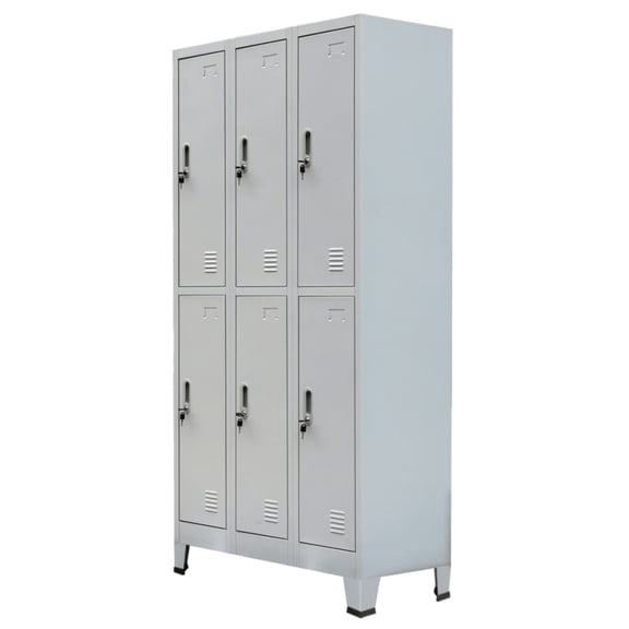 Casafoyer Locker Cabinet with 6 Compartments Steel 35.4"x17.7"x70.9" Gray