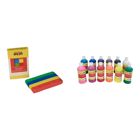 Casafoyer Modeling Clay and Tempera Paints Combo Kit for Creative School and Home Art Projects