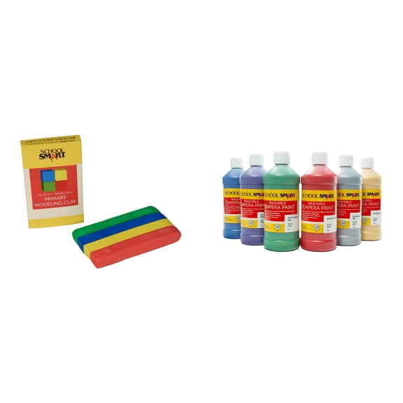 Casafoyer Modeling Clay and Washable Tempera Paints Combo Kit for Creative Arts and Crafts at Home or School