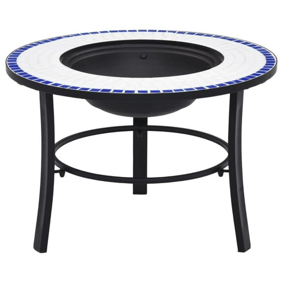 Casafoyer Mosaic Fire Pit Blue and White 26.8" Ceramic