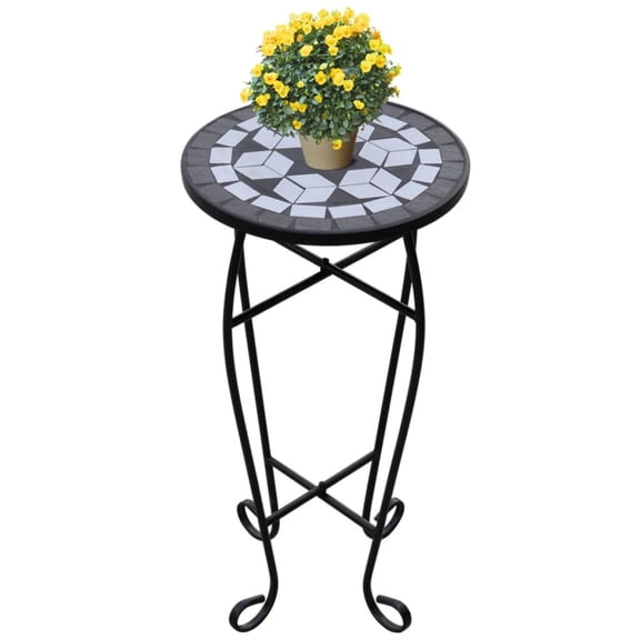 Casafoyer Mosaic Side Table Plant Table Black White