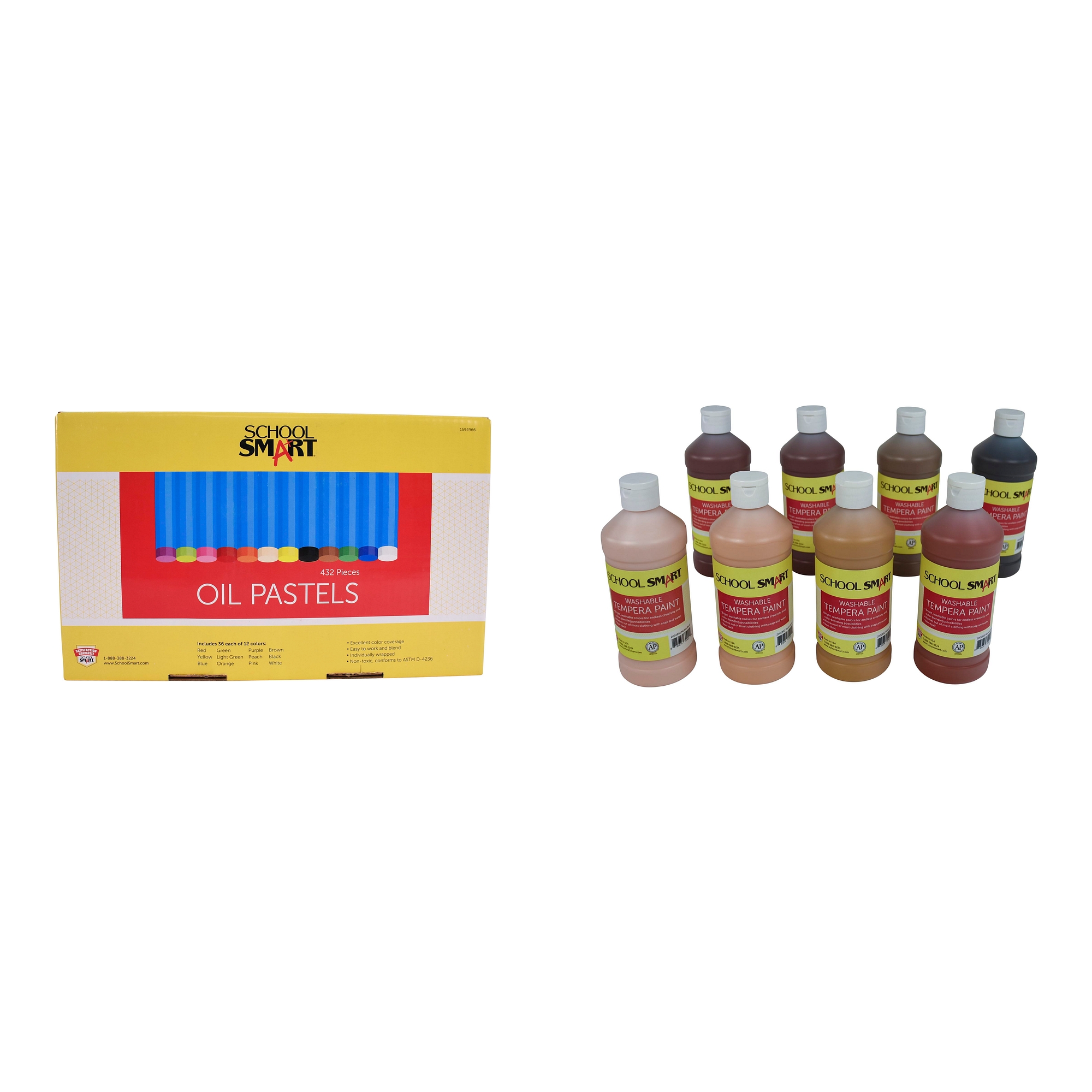 Casafoyer Oil Pastels Set of 432 & Washable Tempera Paints Set of 8 Combo Kit for Creative Arts and Crafts