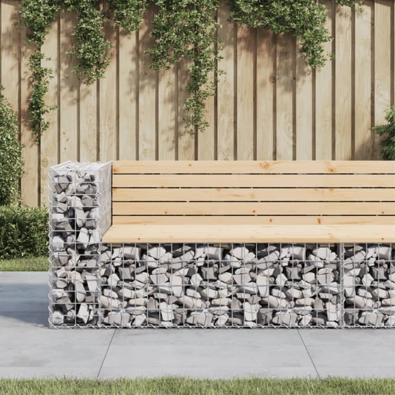 Casafoyer Patio Bench Gabion Design 48"x28"x25.8" Solid Wood Pine