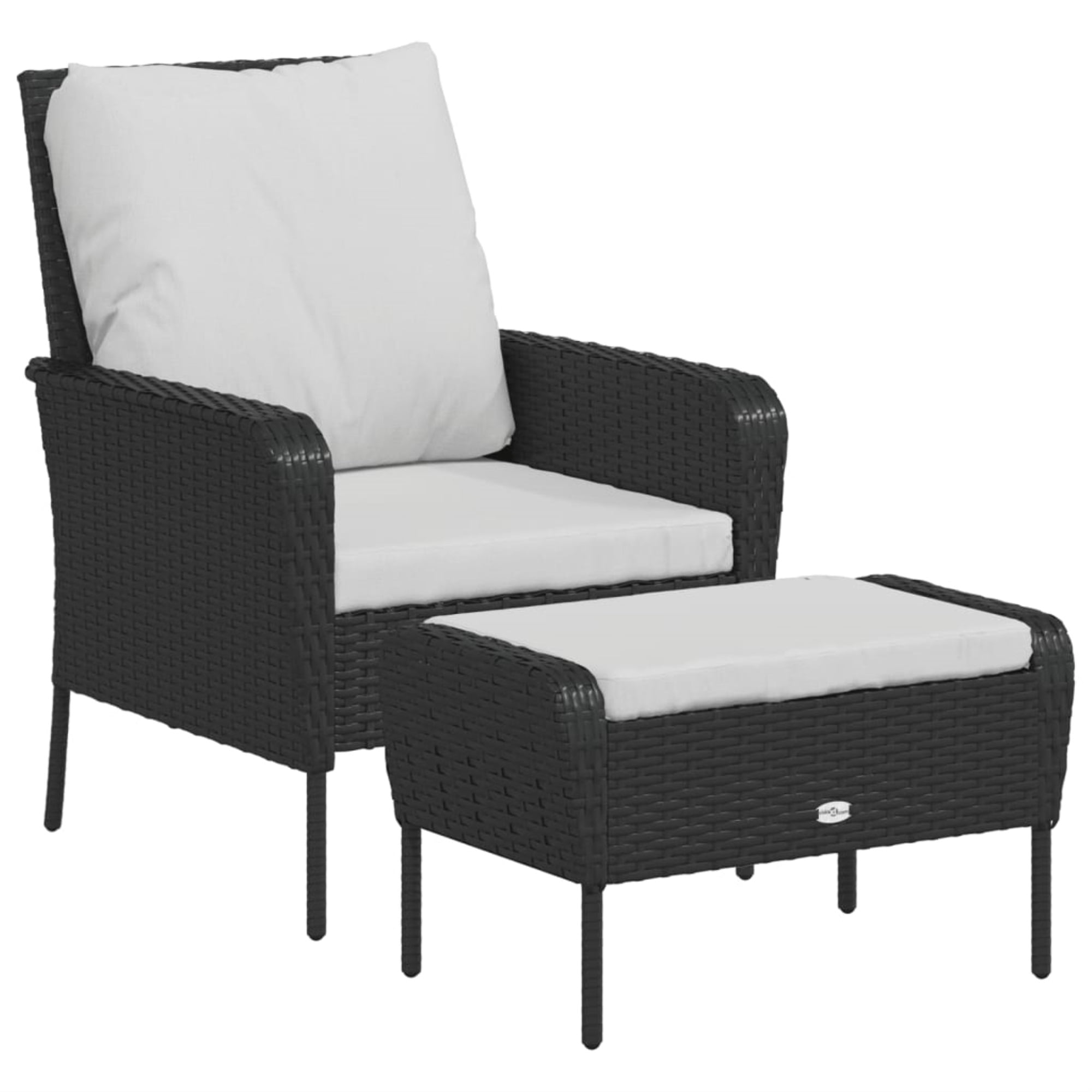 Casafoyer Patio Chair with Footstool Black Poly Rattan - Walmart.com