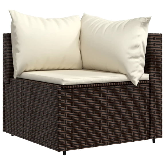 Casafoyer Patio Corner Sofa with Cushions Brown Poly Rattan