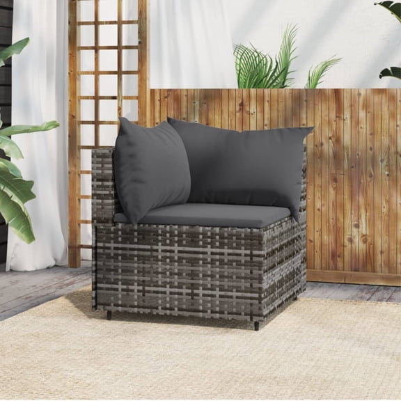 Casafoyer Patio Corner Sofa with Cushions Gray Poly Rattan