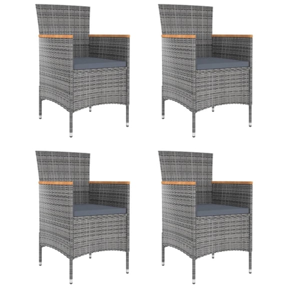 Casafoyer Patio Dining Chairs 4 pcs Poly Rattan Gray