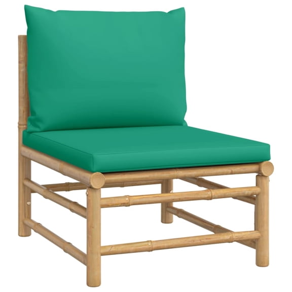 Casafoyer Patio Middle Sofa with Green Cushions Bamboo